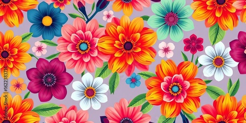 Wallpaper Mural Vibrant floral seamless pattern, perfect for textile, packaging, and wallpaper, background pattern, vintage Torontodigital.ca
