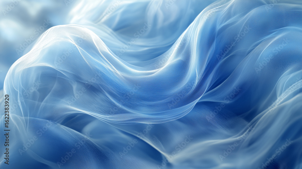 Fototapeta premium Soft, Flowing Blue and White Fabric - Like Shapes