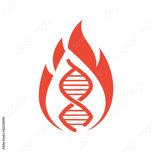 Red D N A Helix Fire Icon Isolated on White Background flame