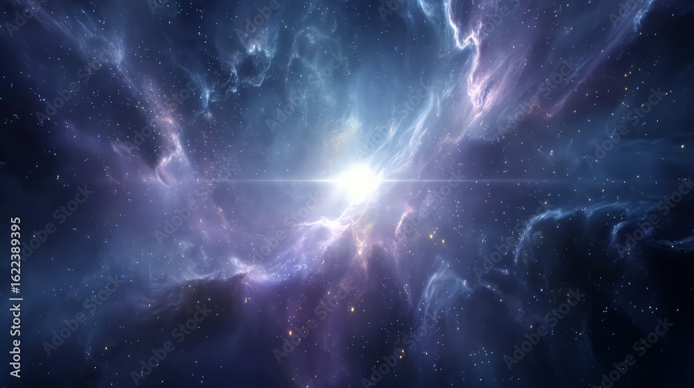 Fototapeta premium Vast Colorful Nebula With Central Light Explosion