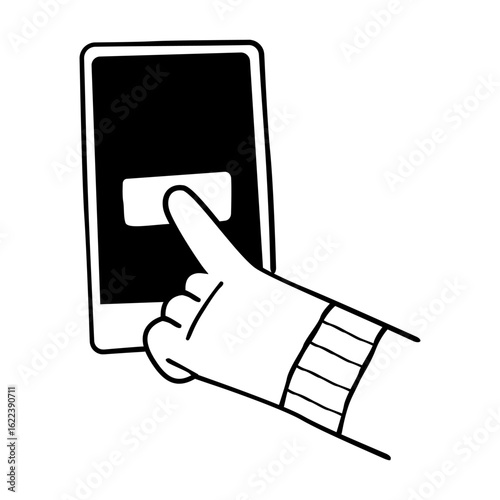 A hand interacting with a touchscreen interface, depicting a user's interaction. This image captures the essence of modern technology.
