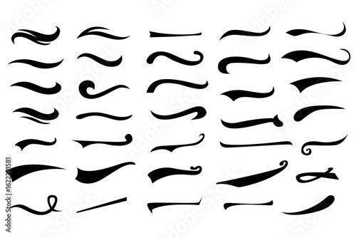 Wallpaper Mural Big set of black silhouette vector swooshes. Various hand-drawn underline tails for sport lettering Torontodigital.ca