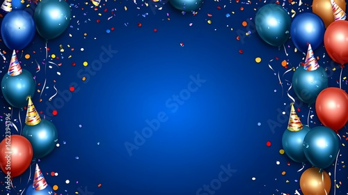 Festive Birthday Balloons Blue Background Party Decor