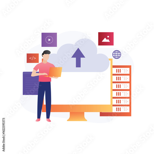Cloud Mining  Vector Illustration which can easily edit or modify