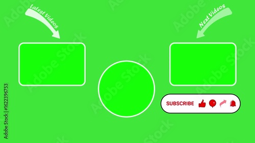 Green Screen YouTube Outro Template with Subscribe Button and Placeholders for Latest and Next Videos