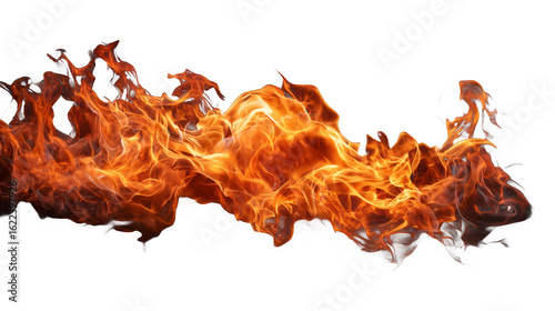 Vibrant, dynamic orange and red flames with smoke, representing intense heat and combustion.