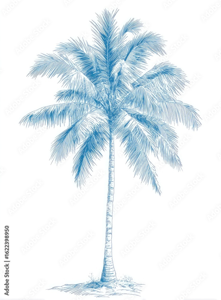 Obraz premium Light blue palm tree drawing