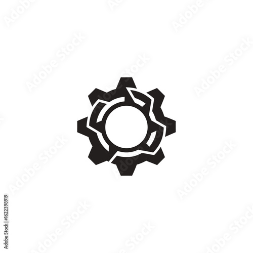 Elegant black and white gear design conveying engineering and technology concepts