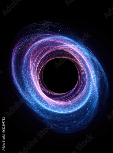 Abstract swirling vortex of vibrant colors, centered on a dark void