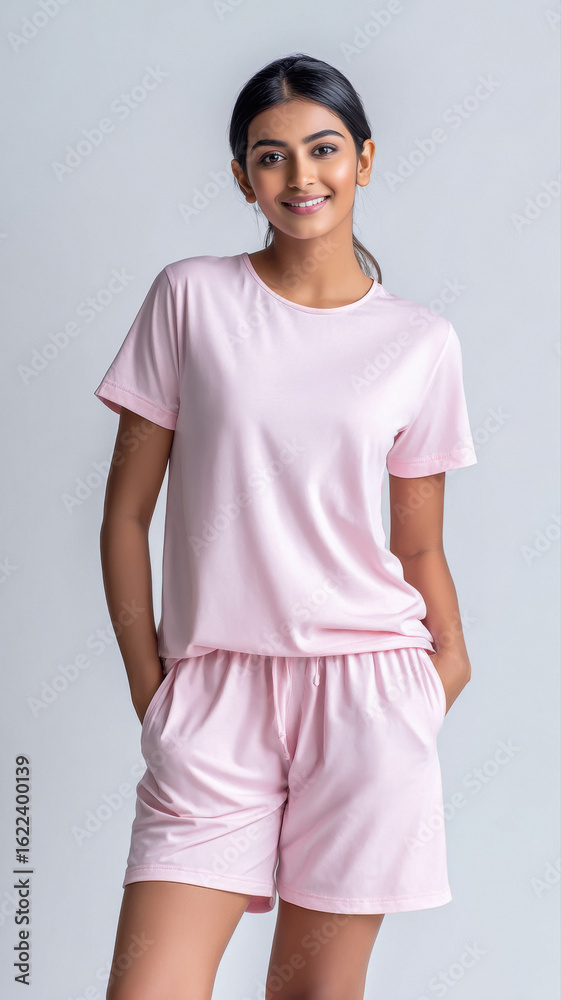 Young beautiful indian woman wearing shorts Young beautiful indian woman wearing shorts