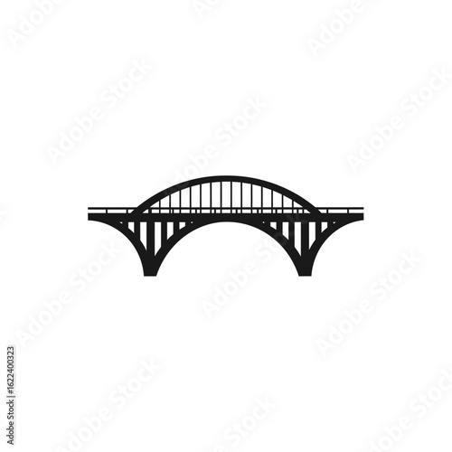 Minimalist bridge illustration showcases strong arches and structural elegance against a blank backdrop