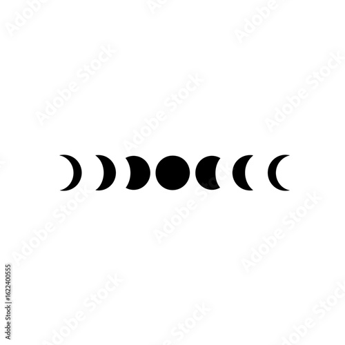Minimalist depiction of lunar phases symbolizing cycles and transformation through darkness