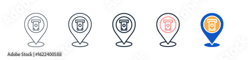Atm Machine different style icons set vector illustration. 