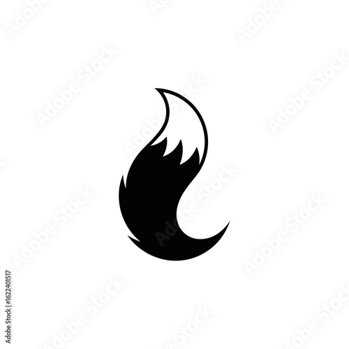 Minimalistic Fox Tail Design: A Creative Black and White Logo or Icon Symbol
