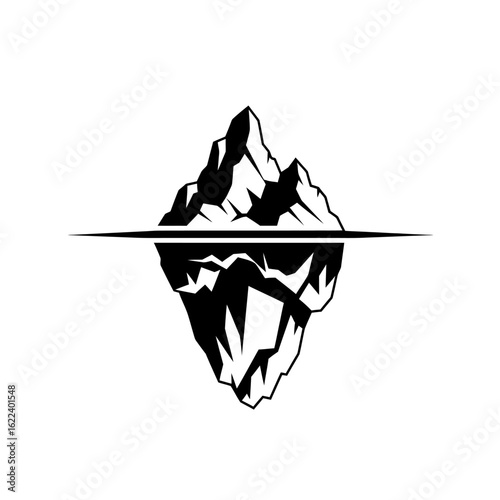 Monochromatic Representation of a Striking Iceberg Symbolizing Hidden Depths and Magnitude