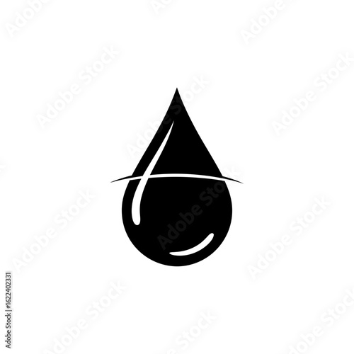 Sleek and minimalist design: A striking black water droplet illustration on a white background