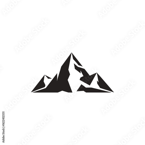 Striking mountain peak silhouette, minimalist design for outdoor adventures and exploration