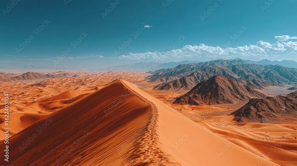 Naklejka premium Desert dune peak, mountain range view