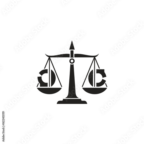 Symbolic representation of intellectual property rights with balanced copyright scales