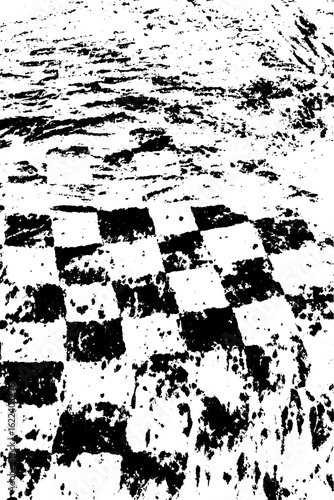 Abstract black and white tiled floor pattern with grunge effect for artistic design