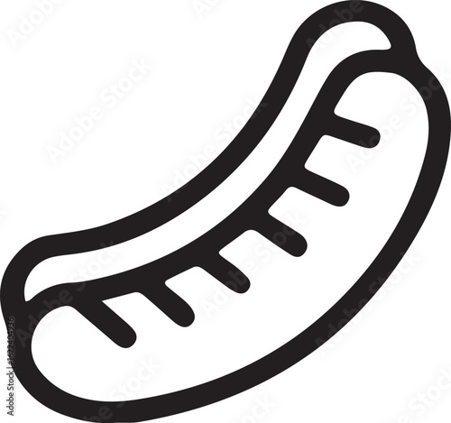 Black outline of a sausage on white background bratwurst