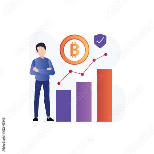 Bitcoin Growth  Vector Illustration which can easily edit or modify