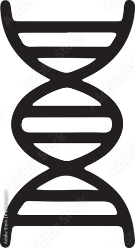 Black D N A double helix icon on white background genetics