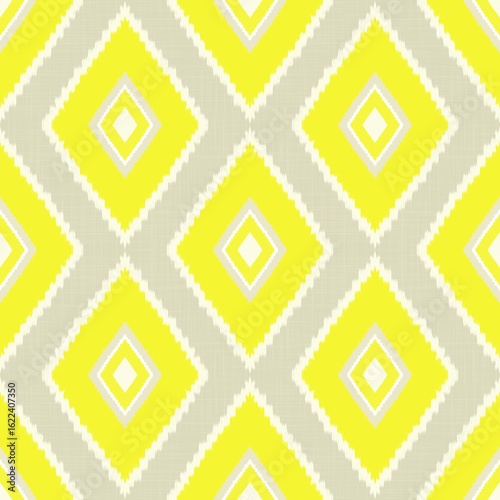 Colorful ikat geometric pattern. Illustration ikat diamond geometric shape seamless pattern. Ethnic geometric pattern use for fabric, textile, home decoration elements, upholstery, wrapping, etc.