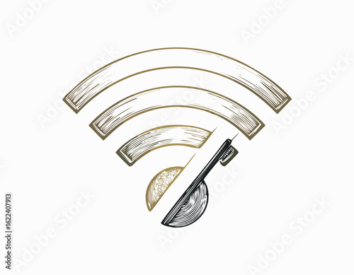 wifi symbol with slash offline icon vector illustration.cyberspace, bankruptcy, network, signal, wireless, no, disconnect, icon, symbol, vector, wi-fi, offline, clip art, connection, connectivity, 