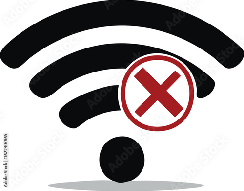 wifi symbol with slash offline icon vector illustration.cyberspace, bankruptcy, network, signal, wireless, no, disconnect, icon, symbol, vector, wi-fi, offline, clip art, connection, connectivity, 