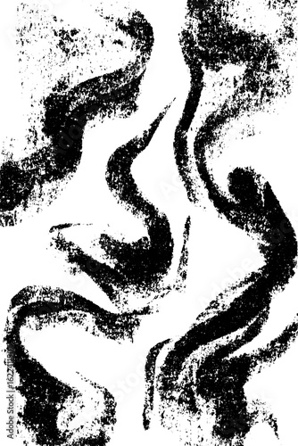 Abstract grunge background with black and white organic smoke trails for artistic design