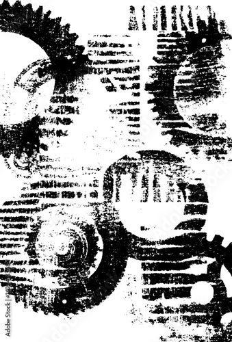 Black and white steampunk gear texture for industrial design and background art