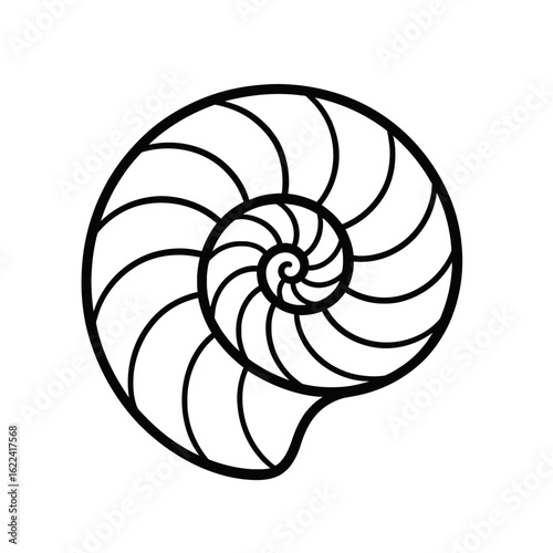 Nautilus Shell Vector Illustration - Geometric Spiral Seashell Icon