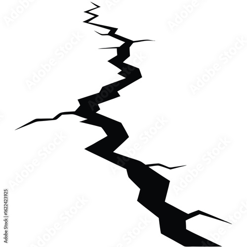Simple Silhouette of Seismic Fracture Line Illustration