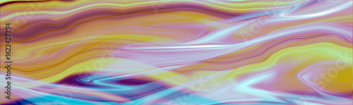 Colorful abstract background with flowing lines in purple, blue, yellow, and pink tones, creating a dreamy, smooth, and fluid visual effect like light waves or digital art.

