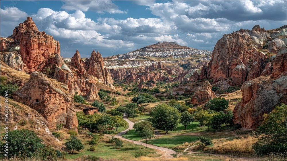 Naklejka premium Red rock valley, winding path