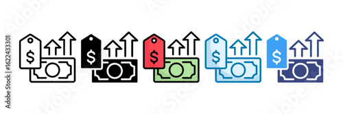 Economic Inflation Icon Set Multiple Style Collection