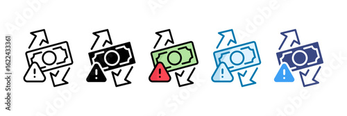 Cash Flow Risk Icon Set Multiple Style Collection