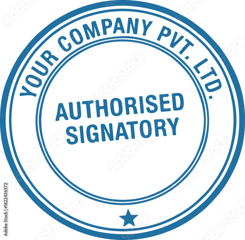 "YOUR COMPANY PVT. LTD. AUTHORISED SIGNATORY" stamp on white background