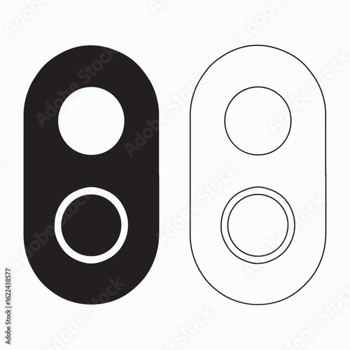 Simple Black and White Icon of Two doorbell with Circles and Horizontal Lines
