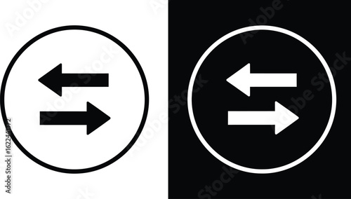 Two opposing arrows inside oval shapes silhouette