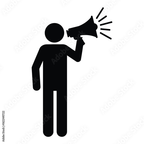 Vector art of person with megaphone isolated on white background