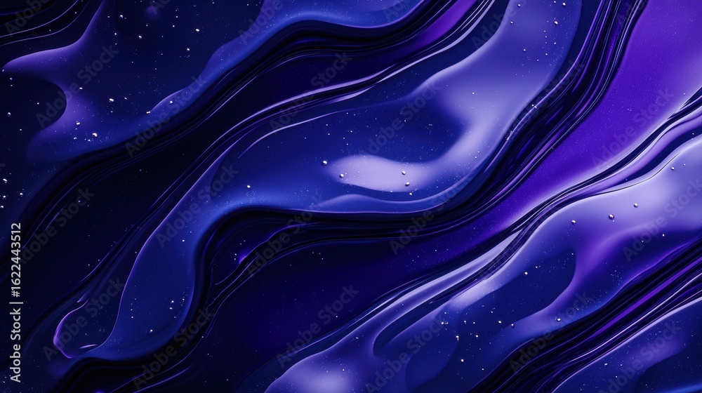 Fototapeta premium Abstract purple fluid waves with shimmering stars