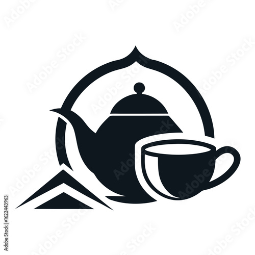  Tea house logo vector illustration.