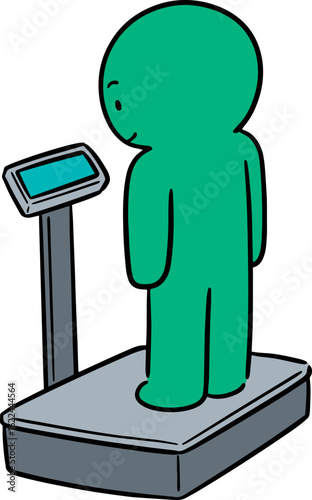 Illustration of man on weighing machine

