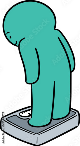 Illustration of man on weighing machine

