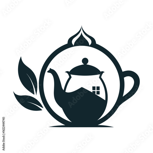  Tea house logo vector illustration.