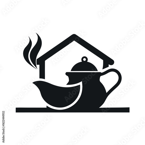  Tea house logo vector illustration.