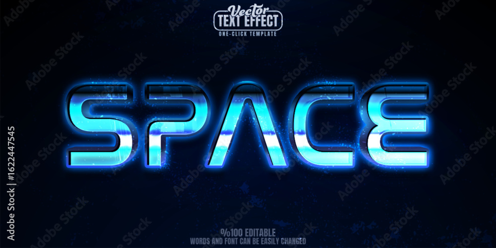 Obraz premium Space editable text effect, customizable ufo and alien 3d font style