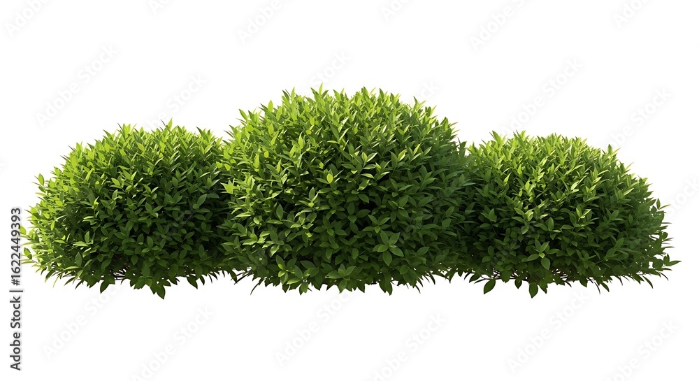 Fototapeta premium Three round green bushes isolated on a white background view